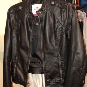 NEVER WORN!! Hollister leather jacket!!